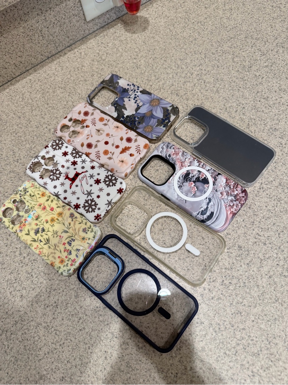 Clear and Floral Mix Phone Case Bundle - Pink, Blue, Yellow, Black Options